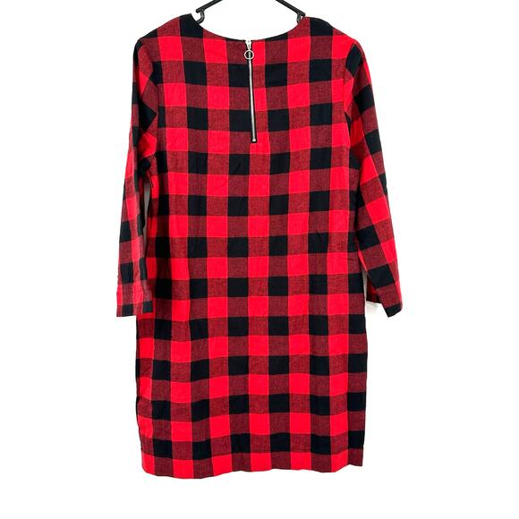 Charlie Paige Size S NWT Dress Red and Black Plaid with Bracelet Sleeves Zipper - Picture 2 of 5
